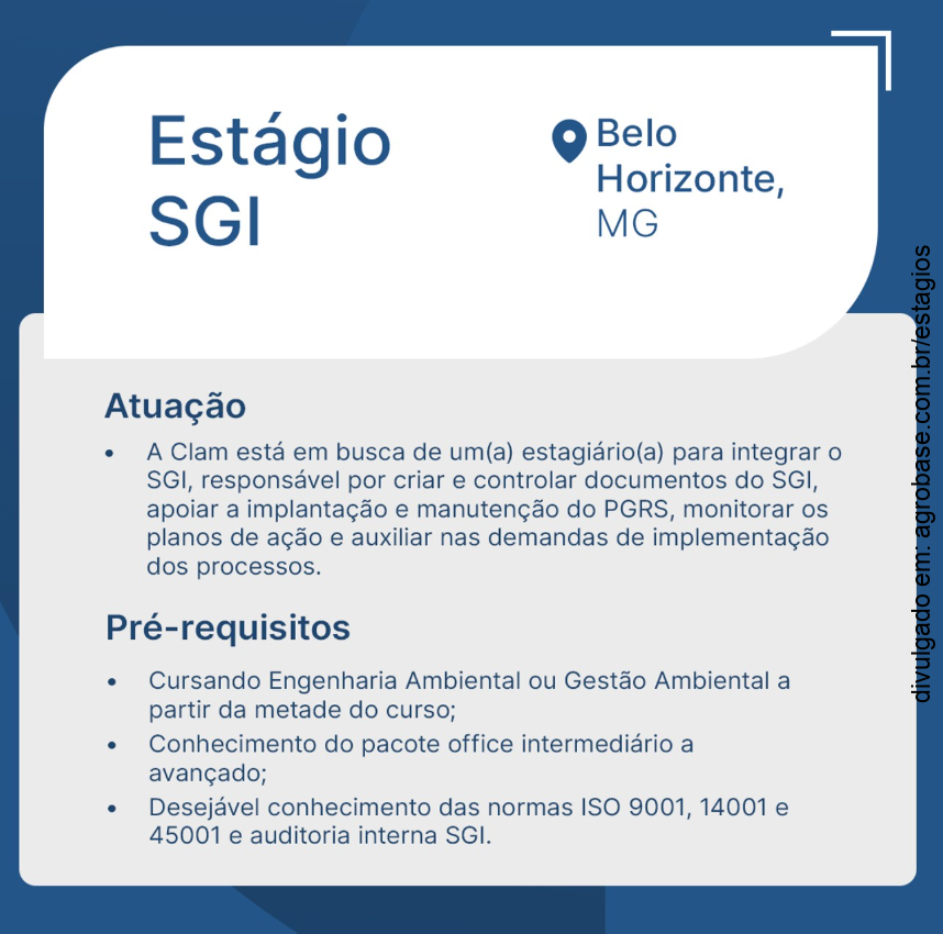 Estágio SGI – Belo Horizonte/MG