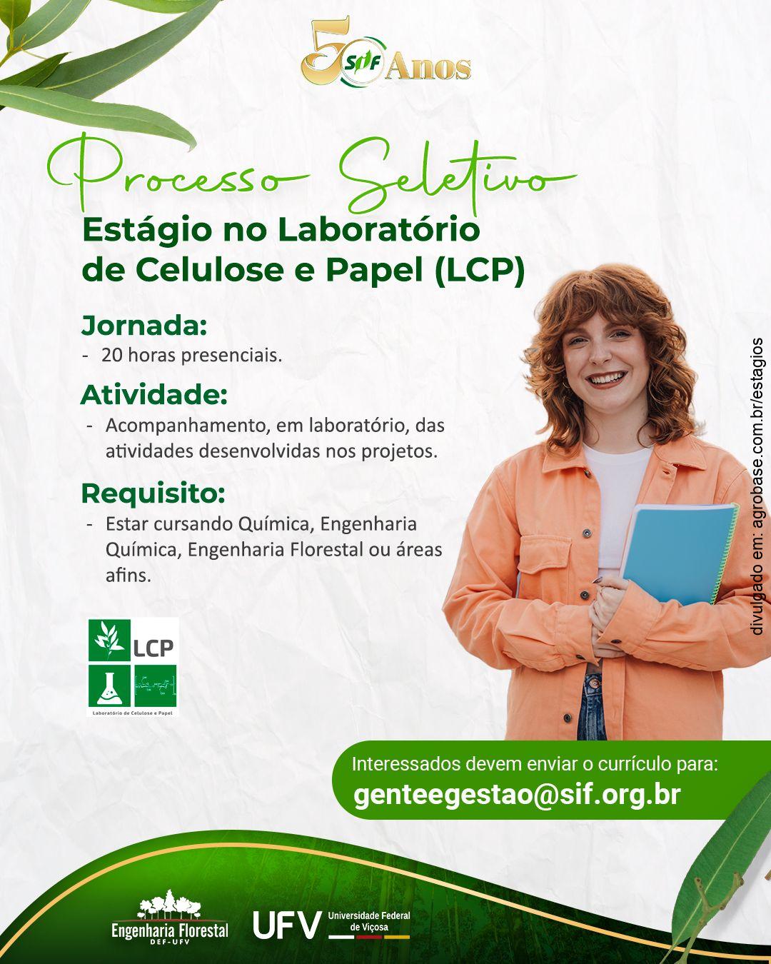 Estágio no laboratório de celulose e papel – Viçosa/MG