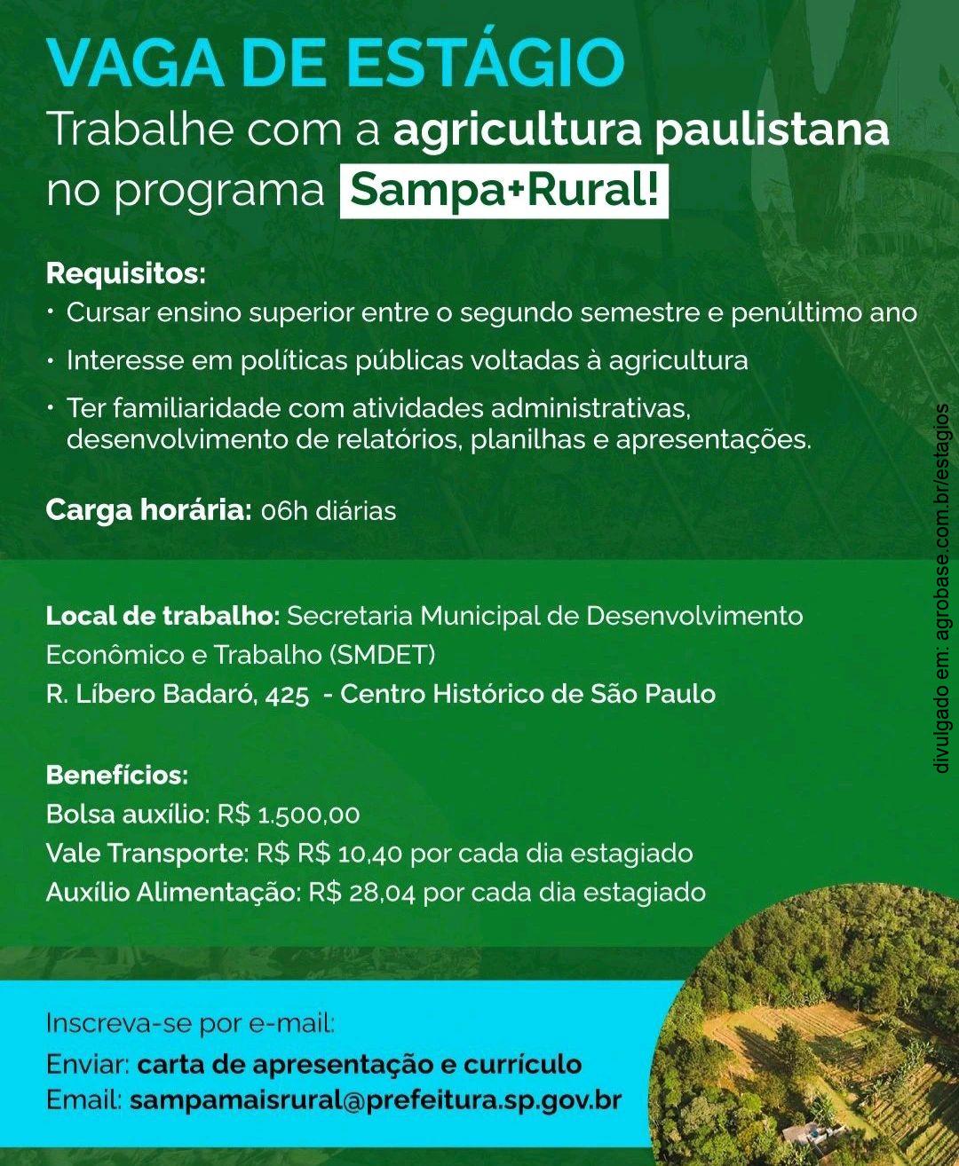 Estágio em agricultura – São Paulo/SP