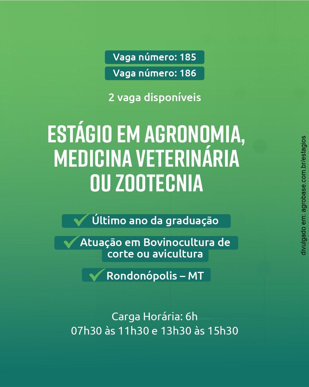 02 vagas de estágio [bovinocultura de corte ou avicultura] – Rondonópolis/MT