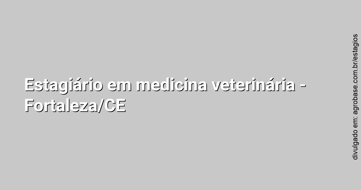 Estagiário em medicina veterinária – Fortaleza/CE