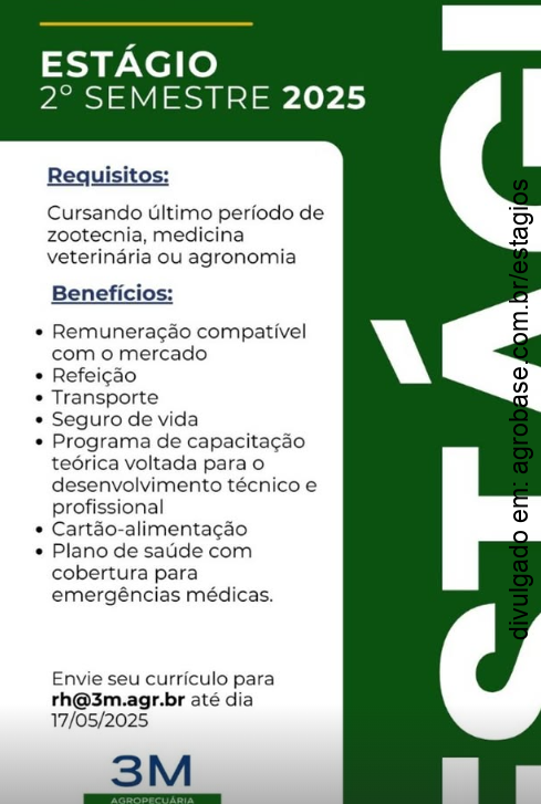 Programa de estágio 3M Agropecuária