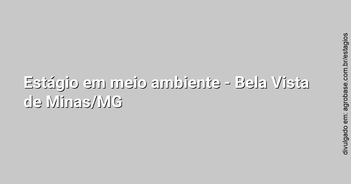 Estágio em meio ambiente – Bela Vista de Minas/MG