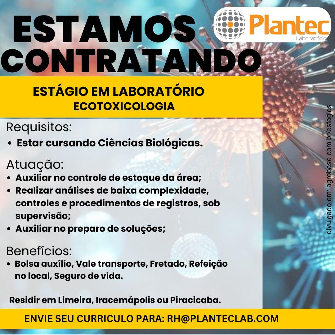 Estagiário laboratório ecotoxicologia – Limeira, Iracemápolis ou Piracicaba/SP
