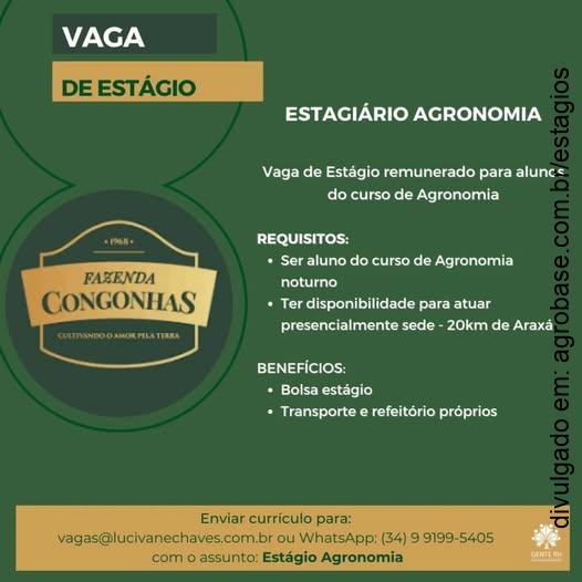 Estagiário  agronomia (fazenda) – Araxá/MG