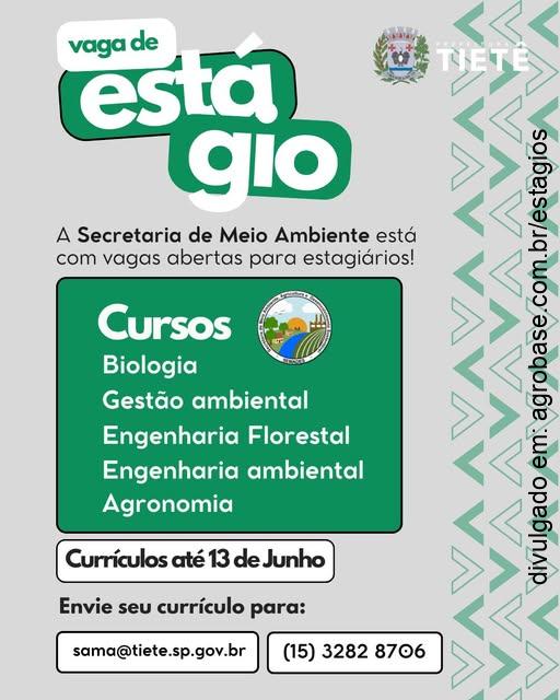 Estágio Sec. Meio Ambiente Prefeitura de Tietê – SP