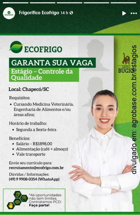 Estágio controle da qualidade – Chapecó/SC