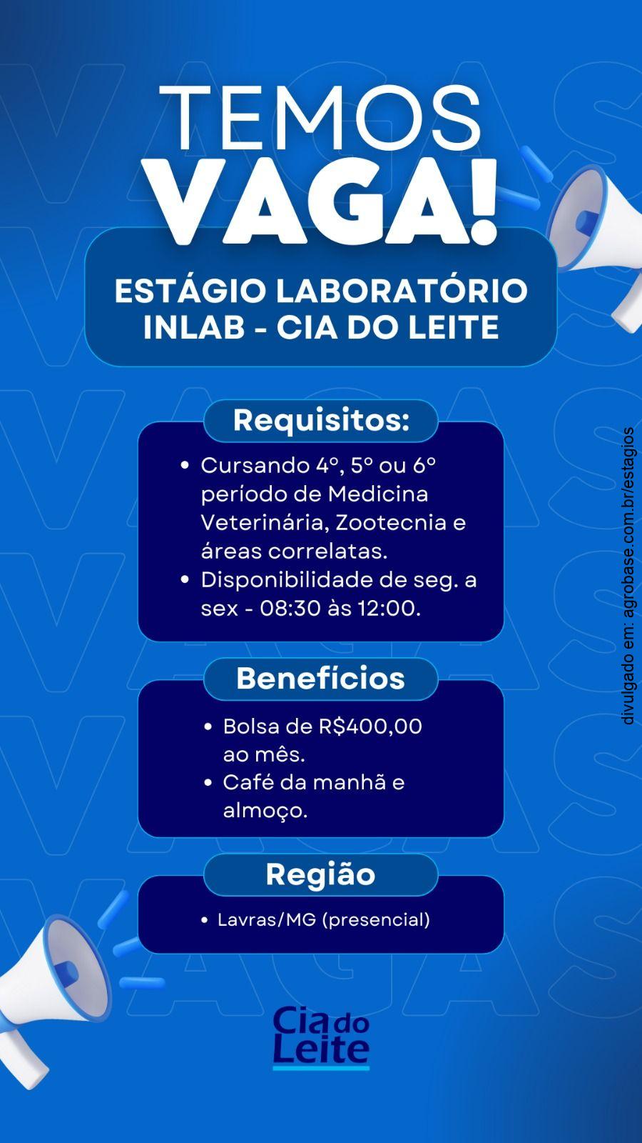 Estágio em laboratório (leite) – Lavras/MG