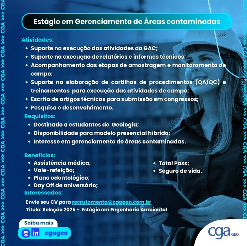 Estágio em gerenciamento de áreas contaminadas – São Paulo/SP