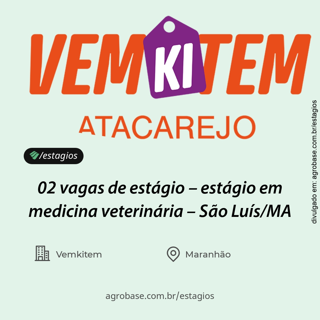 02 vagas de estágio atendimento farmácia veterinária – São Luís/MA