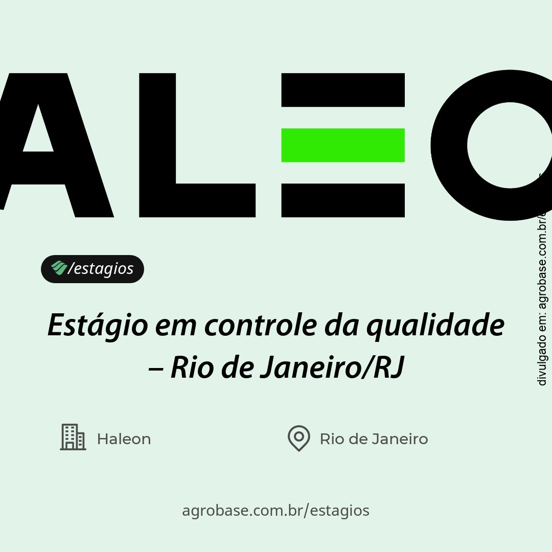 Estágio em controle da qualidade – Rio de Janeiro/RJ