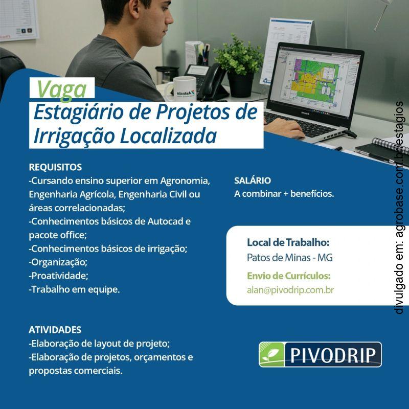 Estagiário de projetos de irrigação localizada – Patos de Minas/MG