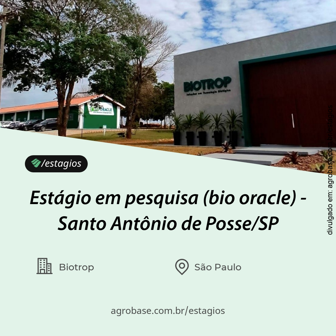 Estágio em pesquisa (bio oracle) – Santo Antônio de Posse/SP