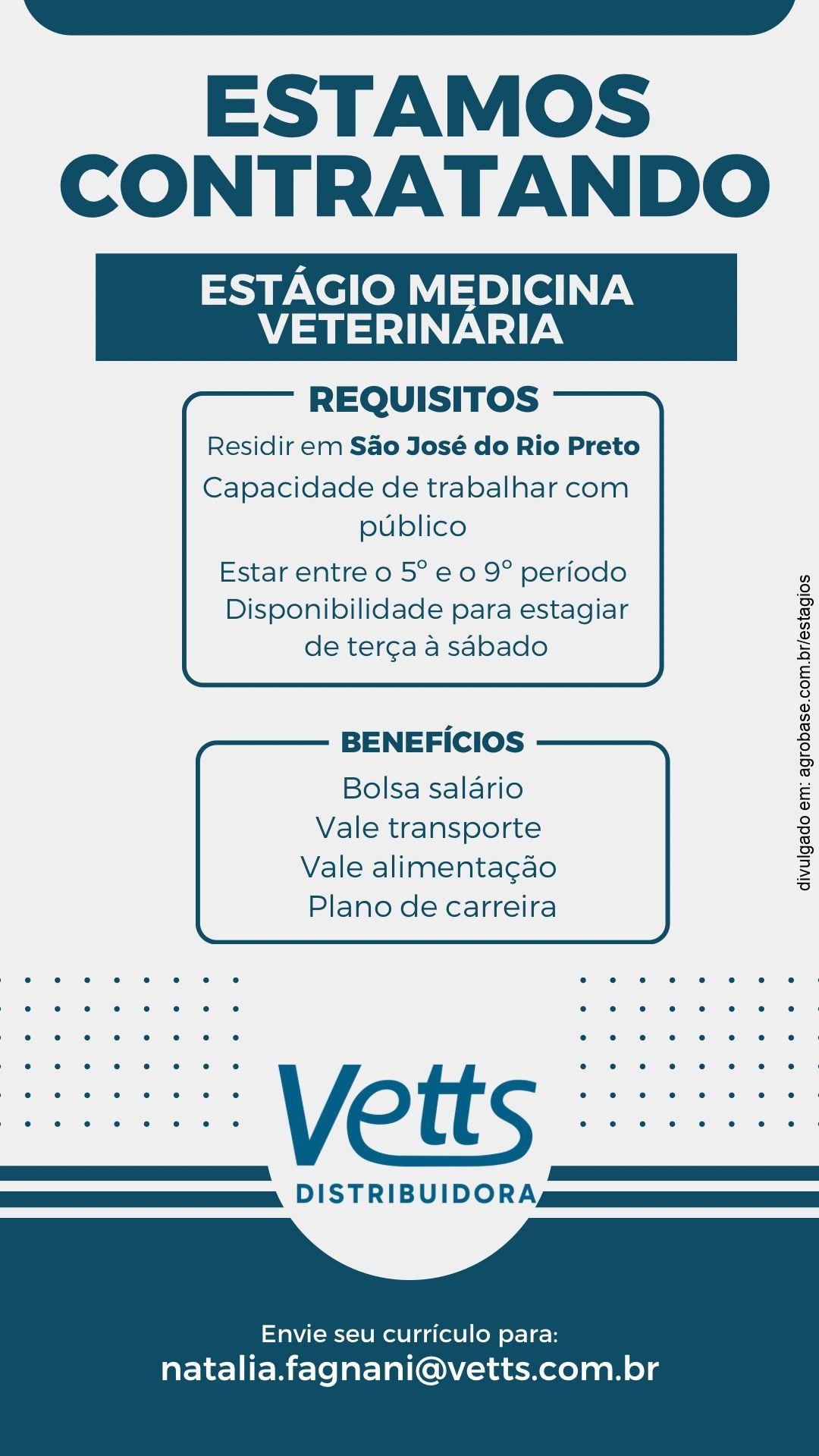 Estágio em medicina veterinária – São José do Rio Preto/SP