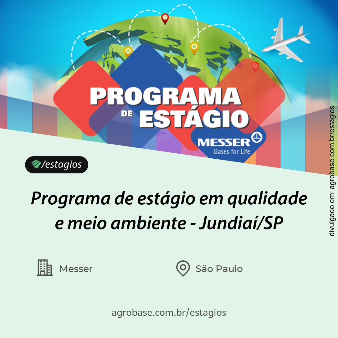 Programa de estágio em qualidade e meio ambiente – Jundiaí/SP