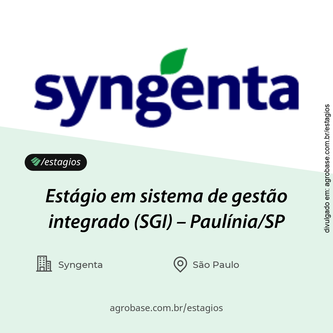 Estágio em sistema de gestão integrado (SGI) – Paulínia/SP