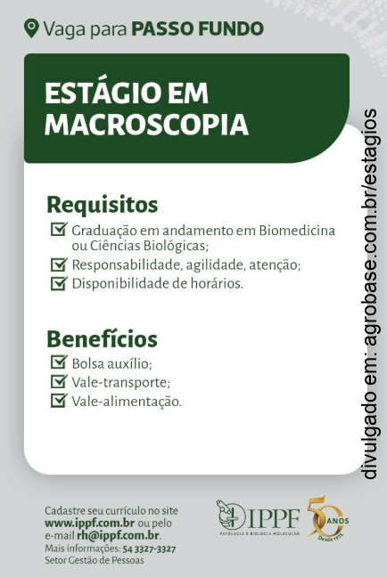 Estágio em macroscopia – Passo Fundo/RS