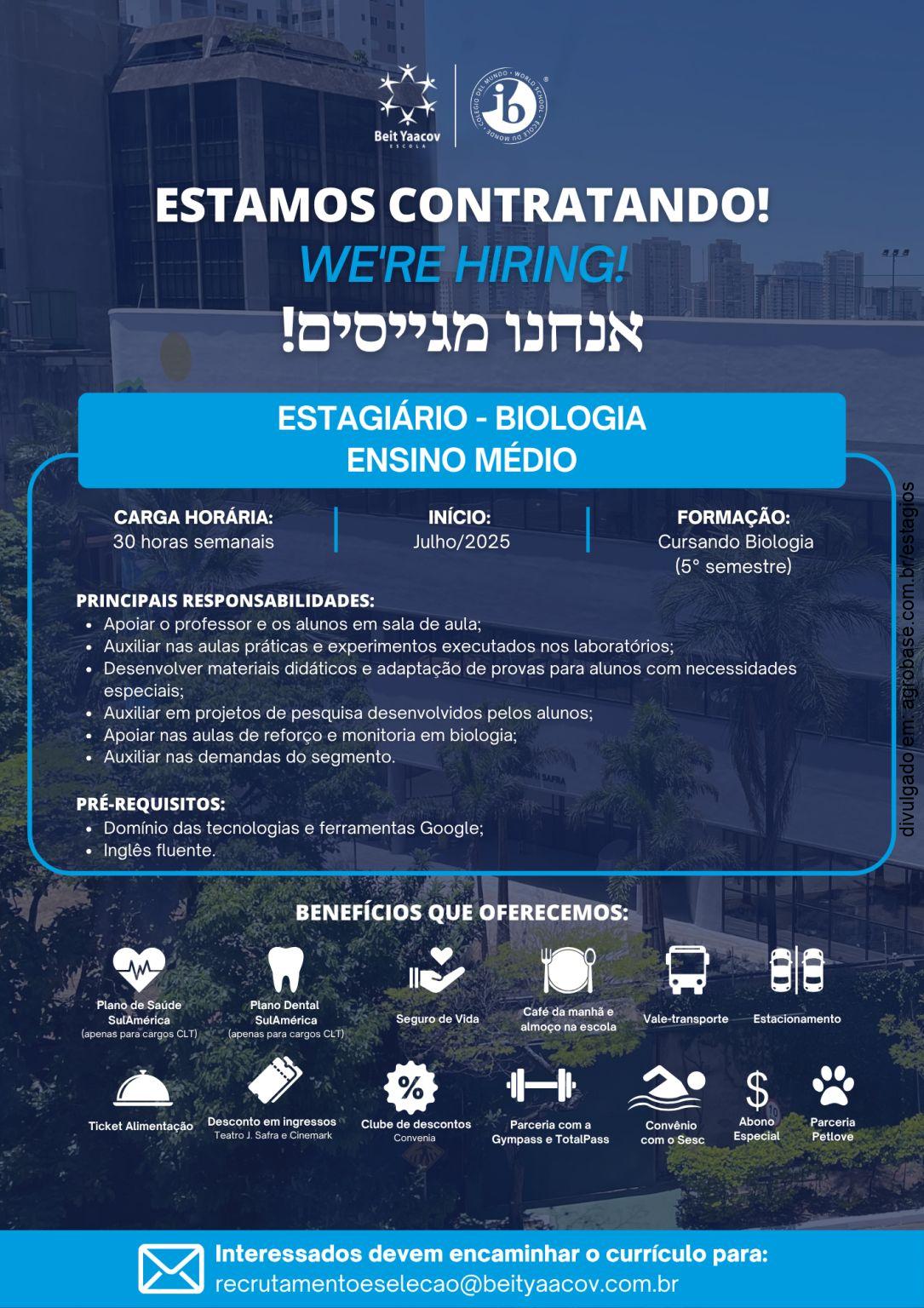 Estagiário de biologia – São Paulo/SP