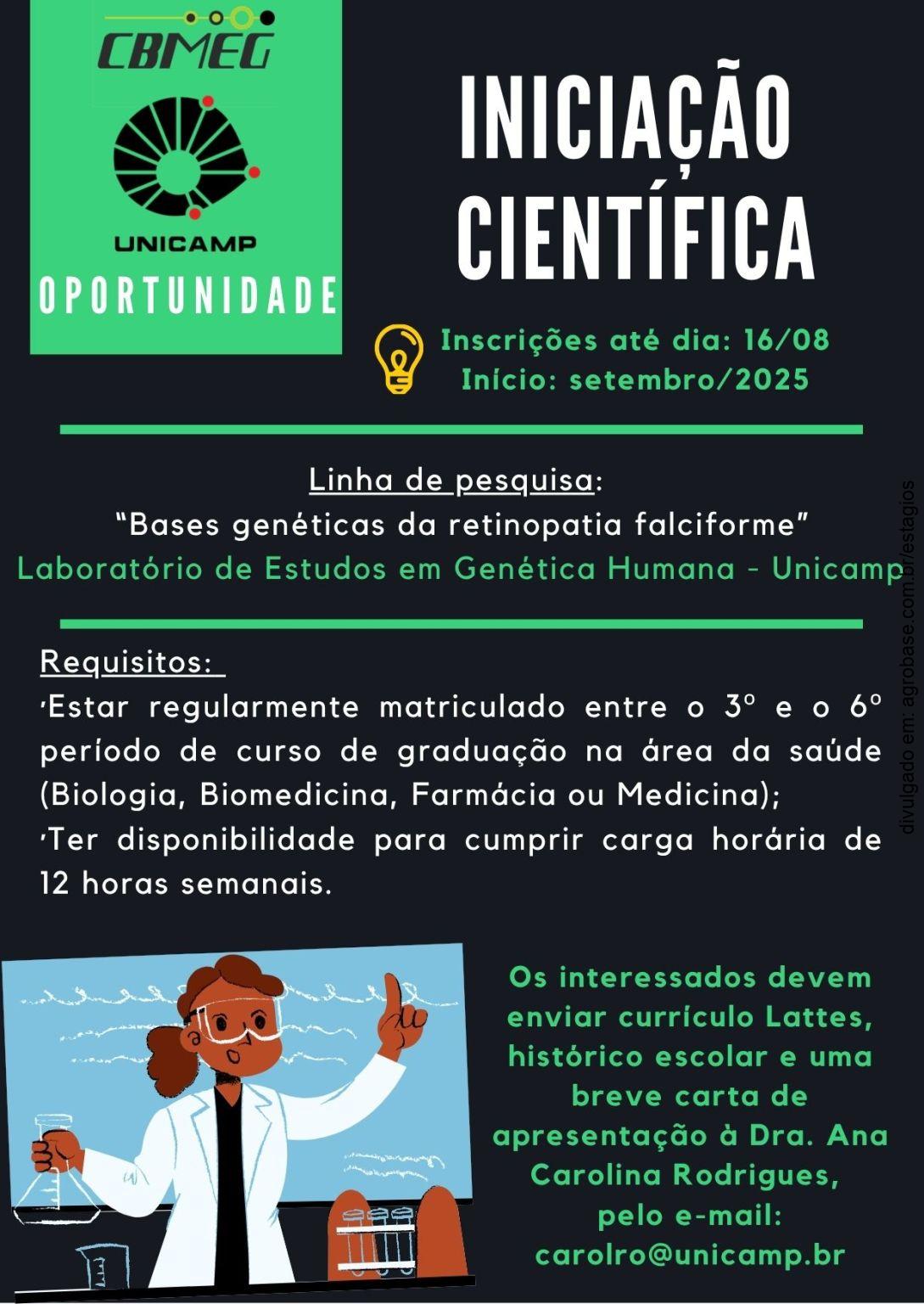 Iniciação científica em bases genéticas da retinopatia falciforme – Campinas/SP