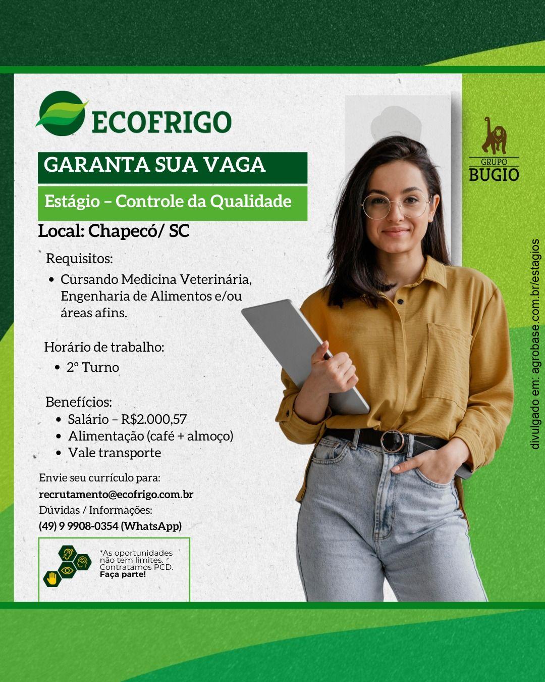 Estágio em controle da qualidade – Chapecó/SC