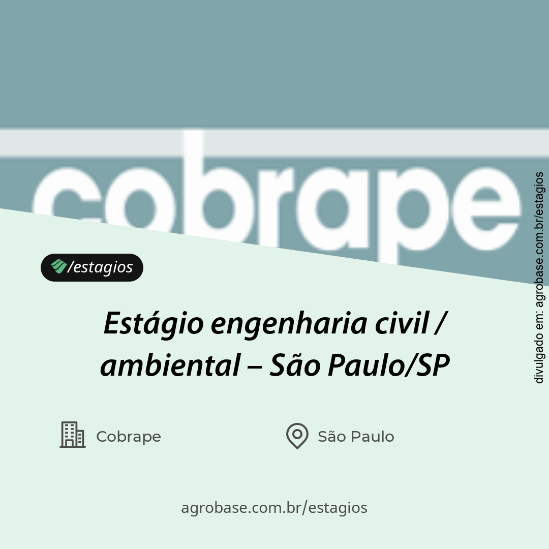 Estágio engenharia civil / ambiental – São Paulo/SP