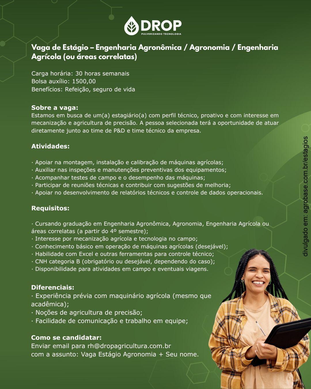 Estágio em engenharia agronômica – Piracicaba/SP