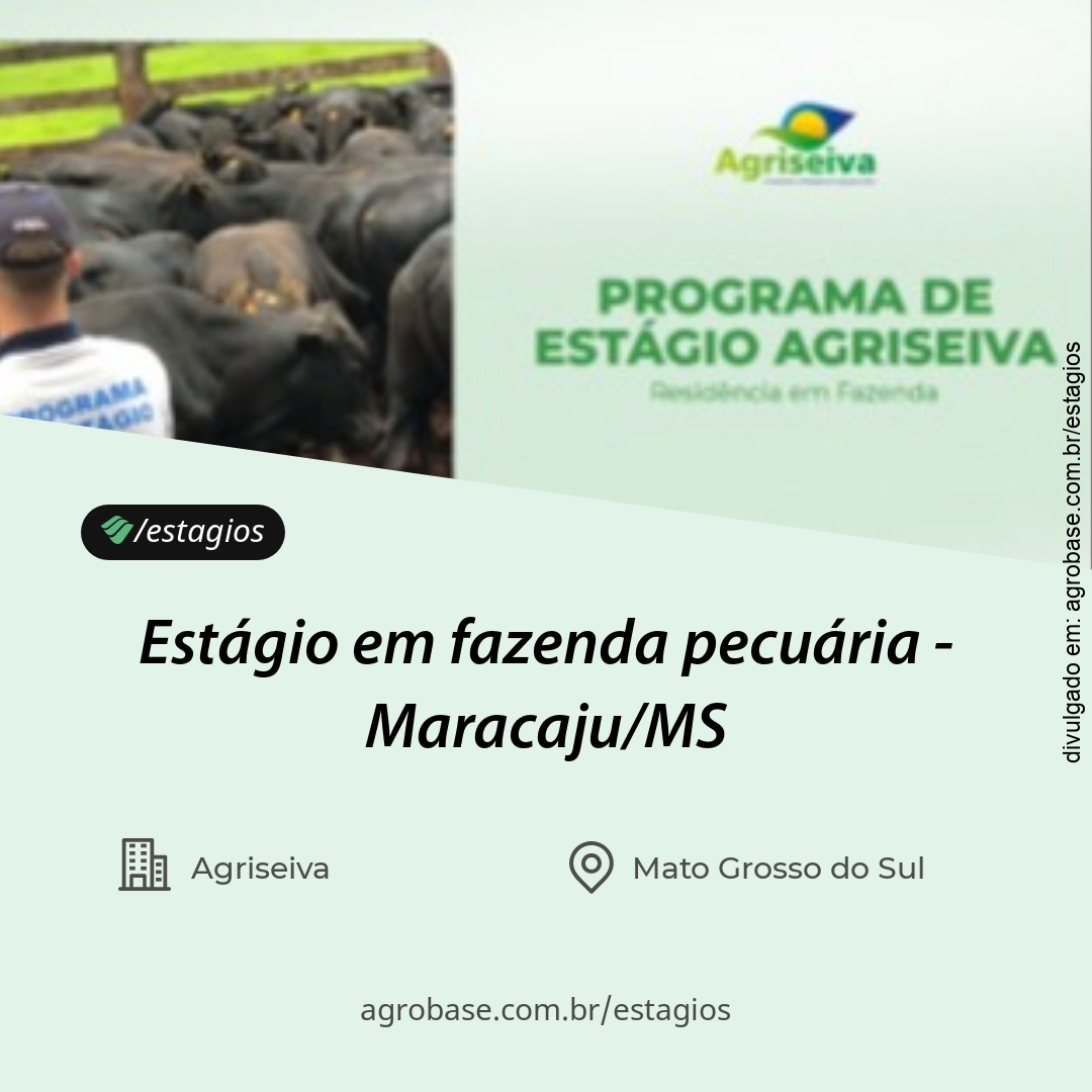 Estágio em fazenda pecuária – Maracaju/MS
