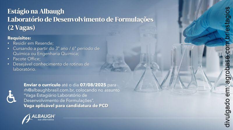 2 vagas de estágio no laboratório de desenvolvimento de formulações – Resende/RJ