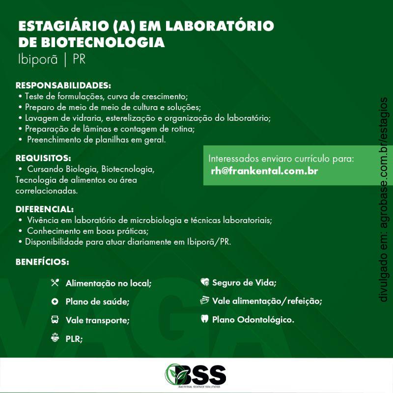 Estagiário (a) em laboratório de biotecnologia – Ibiporã/PR