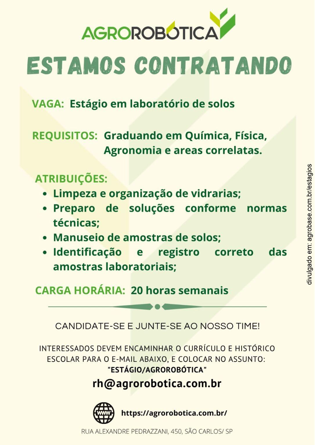 Estágio em laboratório de solos – São Carlos/SP