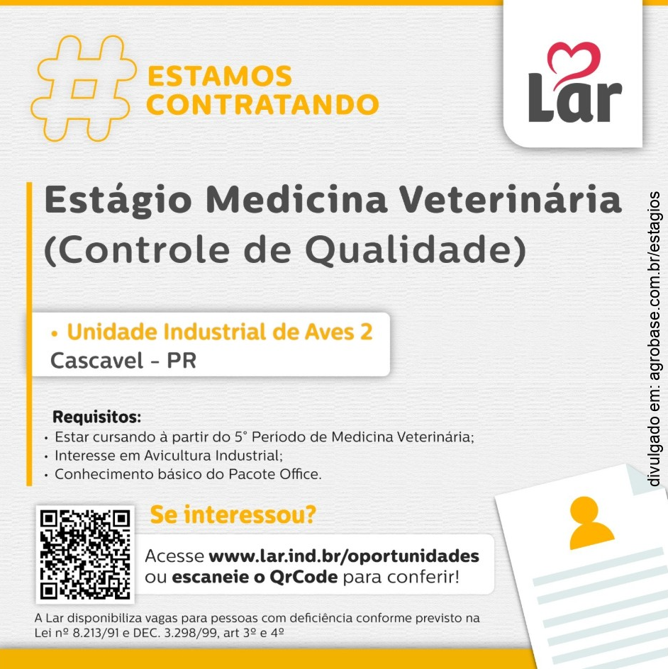 Estágio em controle de qualidade – Cascavel/PR