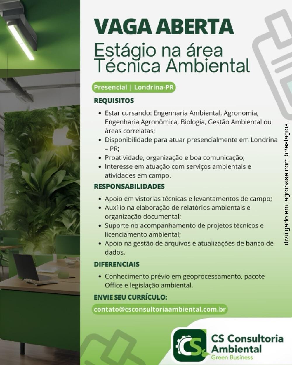 Estágio na área técnica ambiental – Londrina/PR