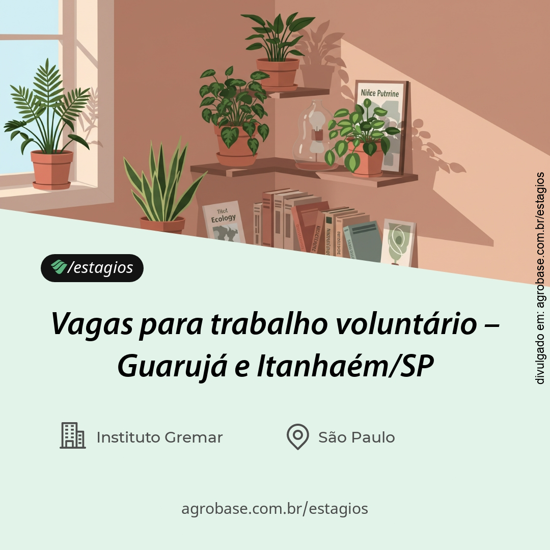 Vagas para trabalho voluntário – Guarujá e Itanhaém/SP