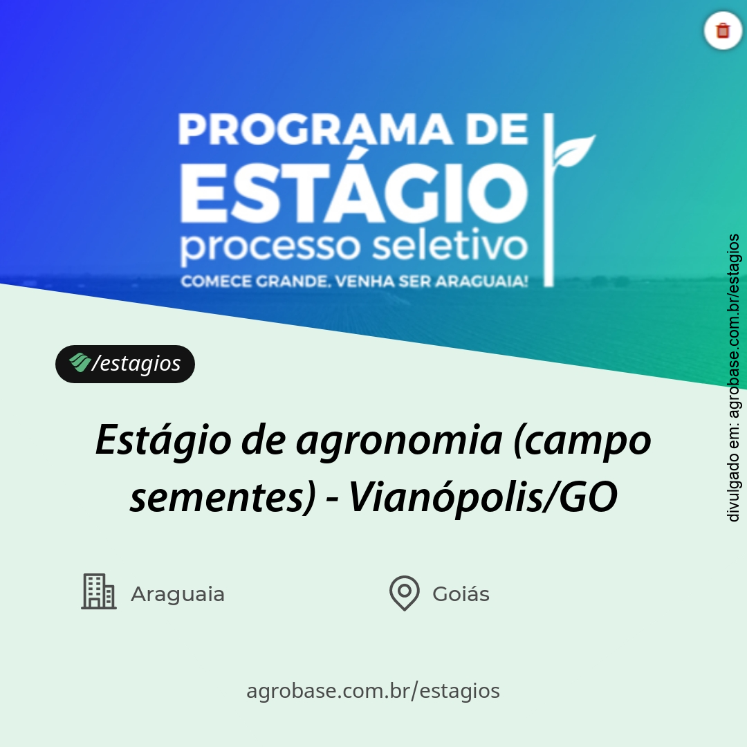 Estágio de agronomia (campo sementes) – Vianópolis/GO