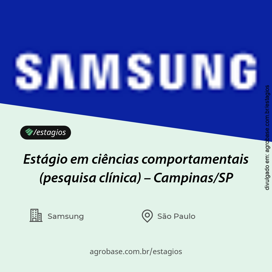 Estágio em ciências comportamentais (pesquisa clínica) – Campinas/SP