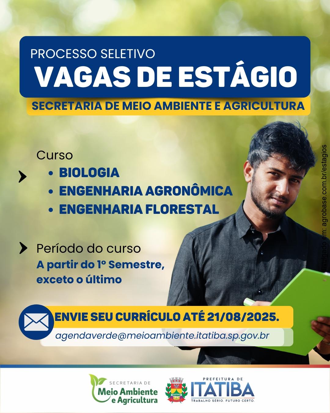 Estágio biologia, engenharia agronômica e engenharia florestal – Itatiba/SP