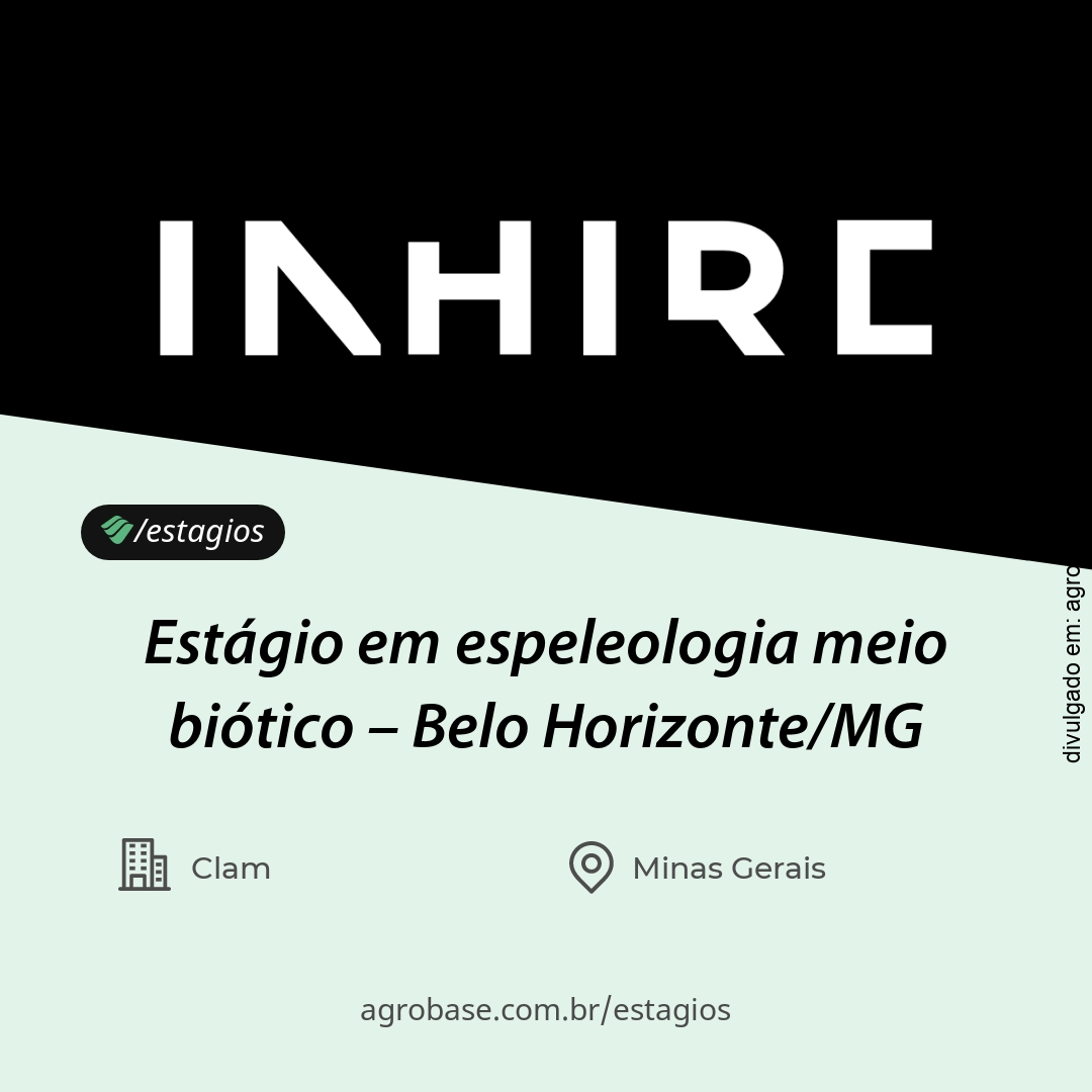 Estágio em espeleologia meio biótico – Belo Horizonte/MG