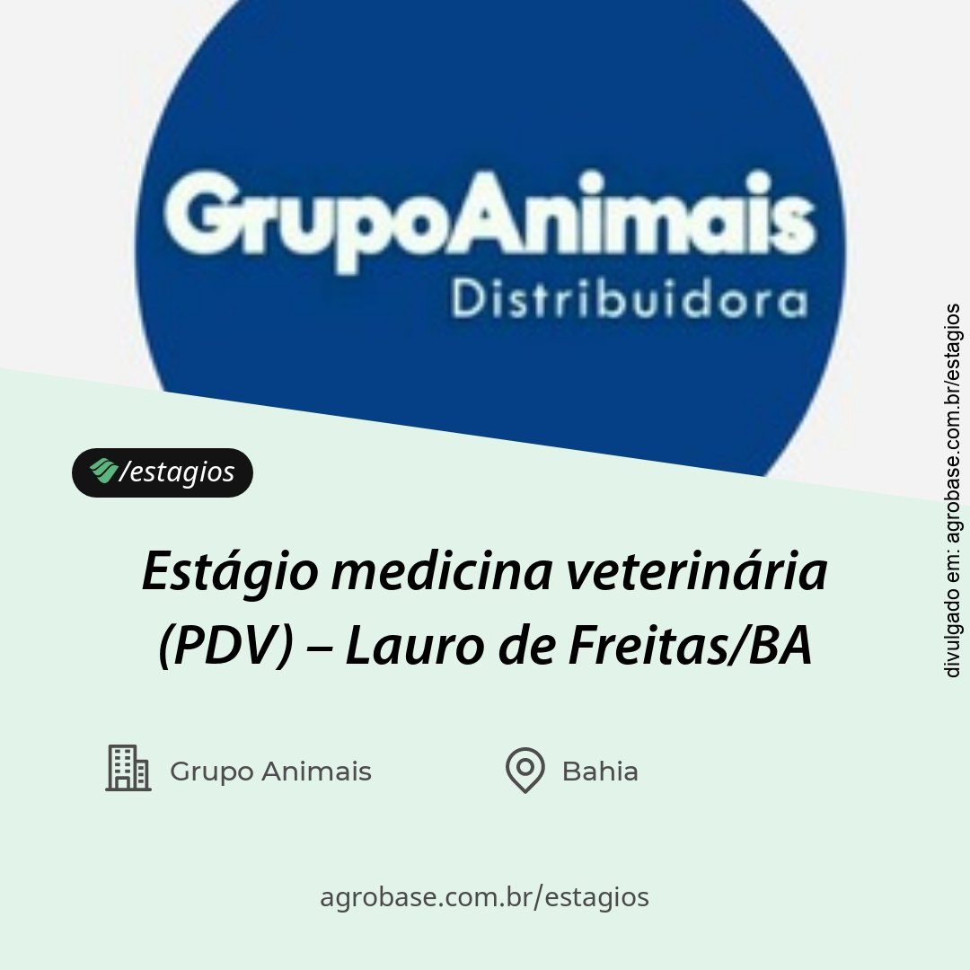Estágio medicina veterinária (PDV) – Lauro de Freitas/BA