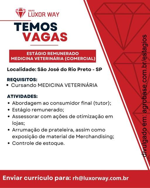Estágio medicina veterinária (comercial) – São José do Rio Preto/SP