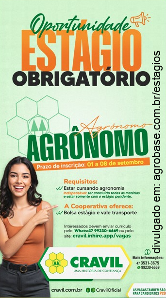 Estágio obrigatório em agronomia – Rio do Sul/SC