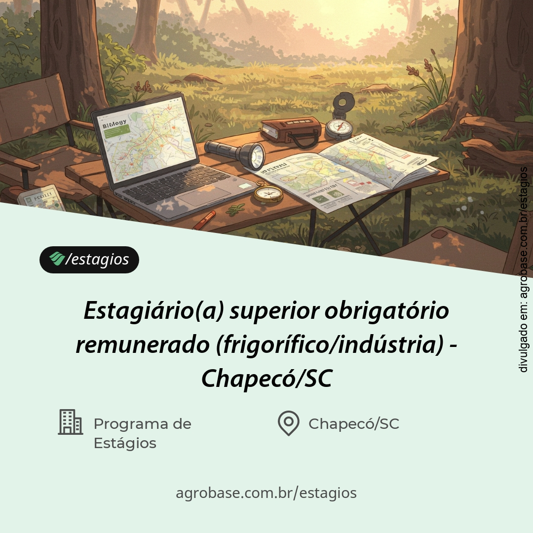 Estagiário(a) superior obrigatório remunerado ind. frigorífica – Chapecó ou Guatambú/SC