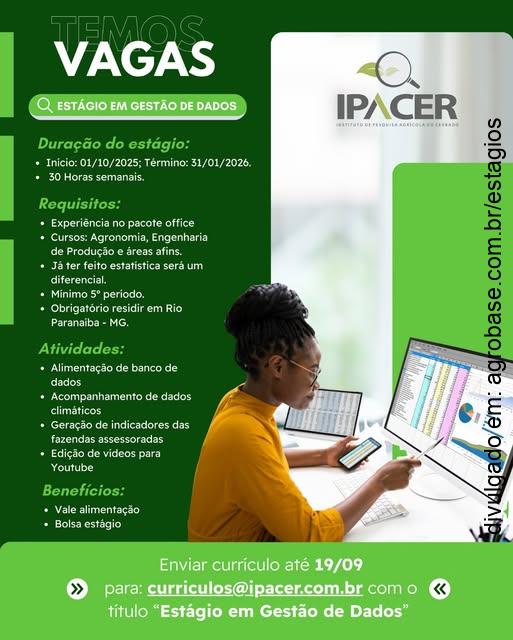 Estágio em gestão de dados – Rio Paranaíba/MG