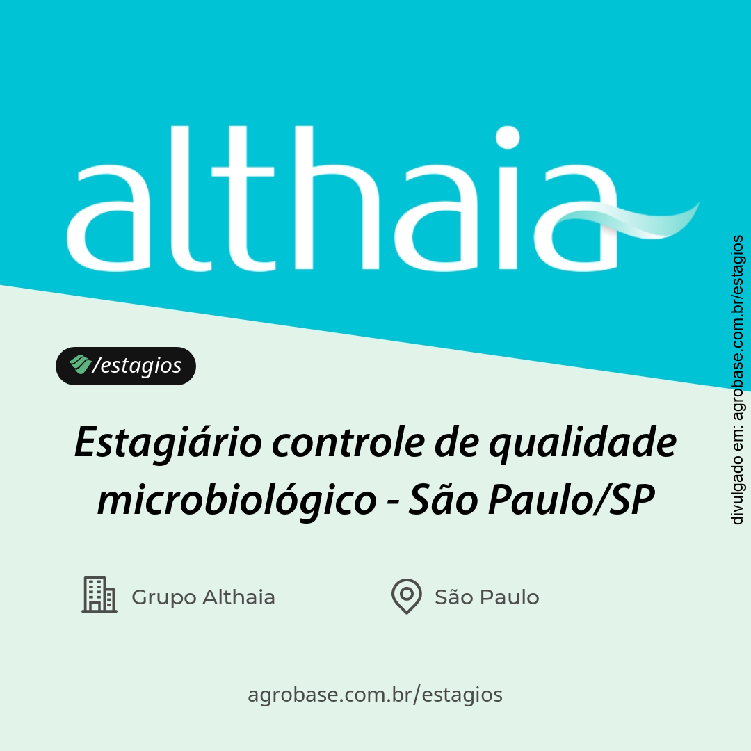 Estagiário controle de qualidade microbiológico – São Paulo/SP
