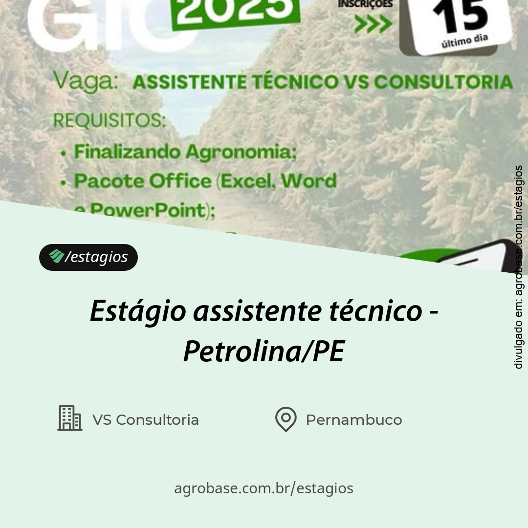 Estágio assistente técnico – Petrolina/PE