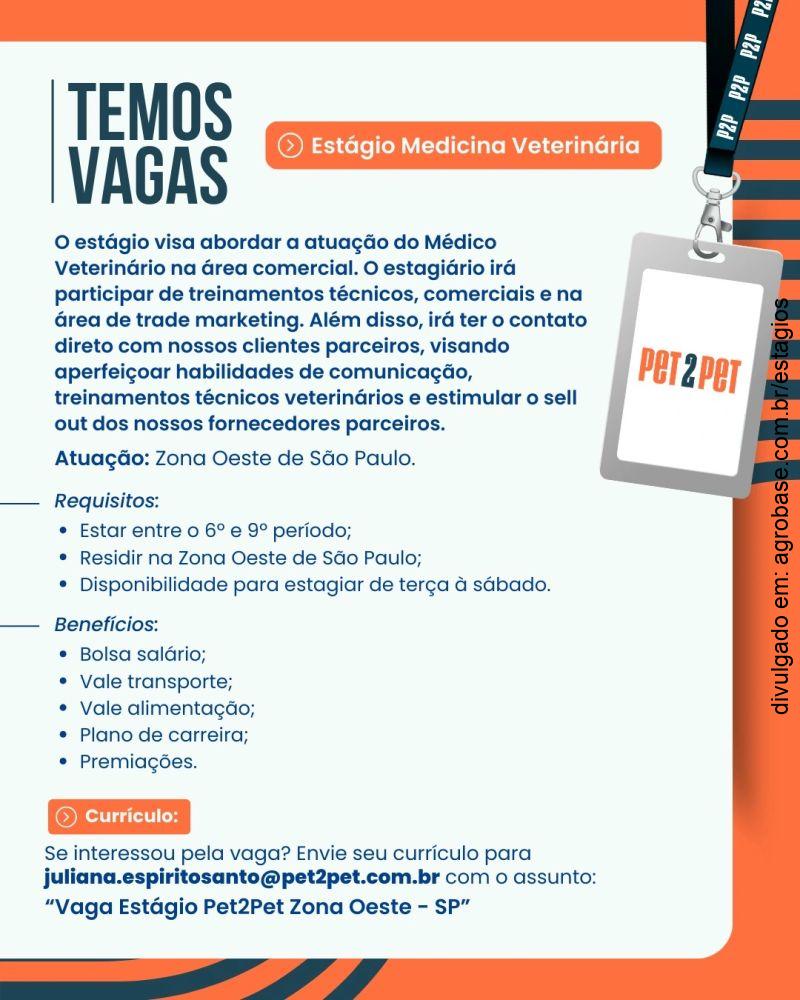 Estágio medicina veterinária – São Paulo/SP [zona oeste]