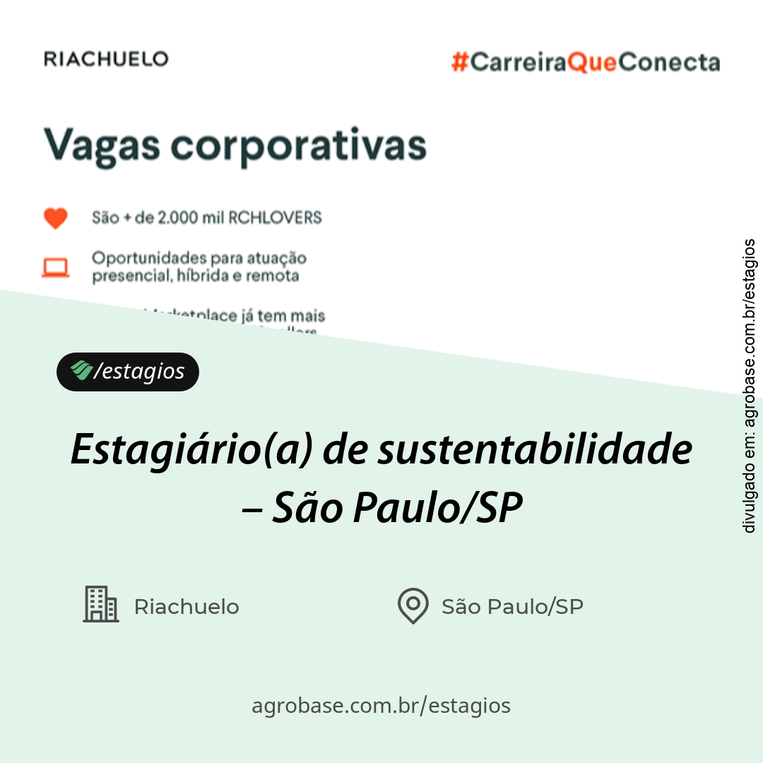 Estagiário(a) de sustentabilidade – São Paulo/SP