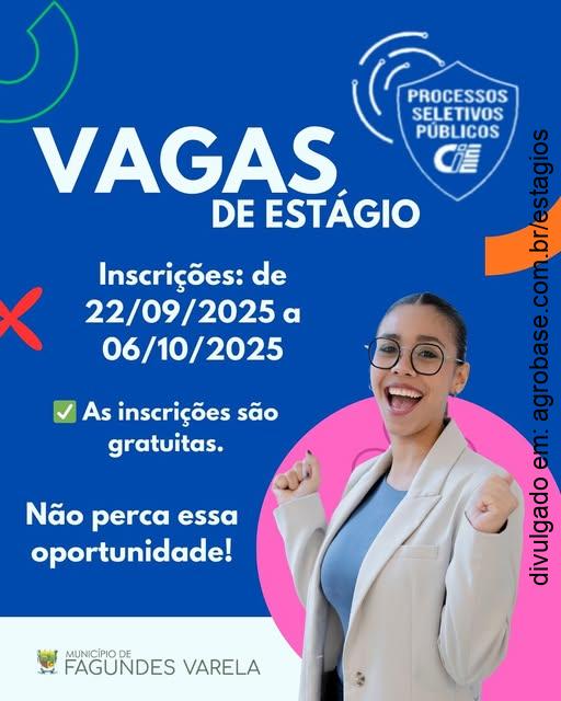 16 vagas de estágio ensino médio e superior – Fagundes Varela/RS