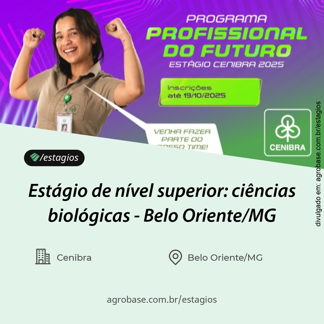Estágio de nível superior: ciências biológicas – Belo Oriente/MG