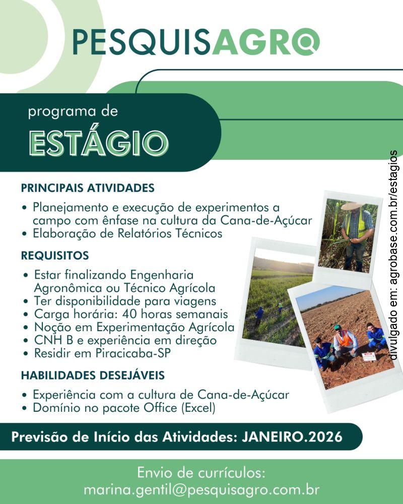 Estágio em pesquisa aplicada – Piracicaba/SP