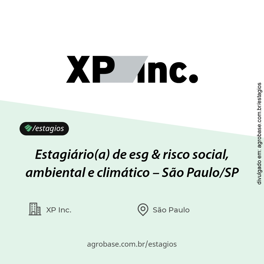 Estagiário(a) de esg & risco social, ambiental e climático – São Paulo/SP